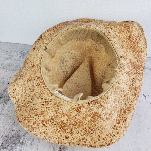 Vintage Straw Hat Cowboy Cowgirl Western Bohemian Unisex size M Resort Beaded - Picture 7 of 10